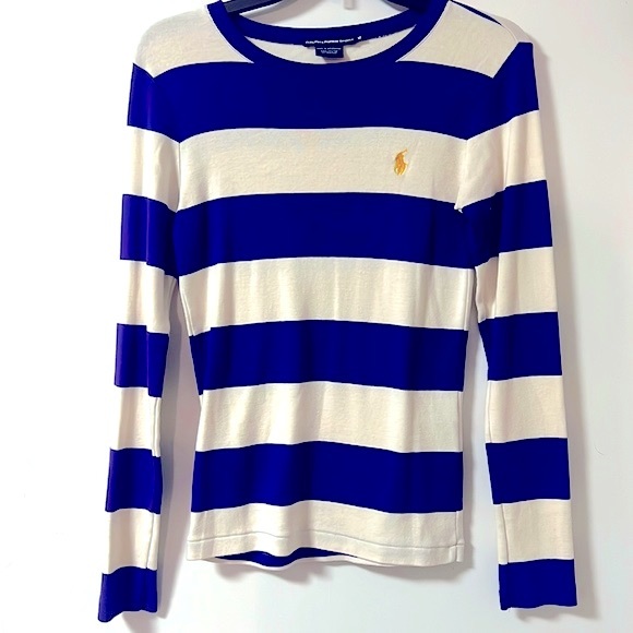 Ralph Lauren Tops - Ralph Lauren Sport- Medium- purple/ivory striped longsleeve shirt,EUC 100%cotton